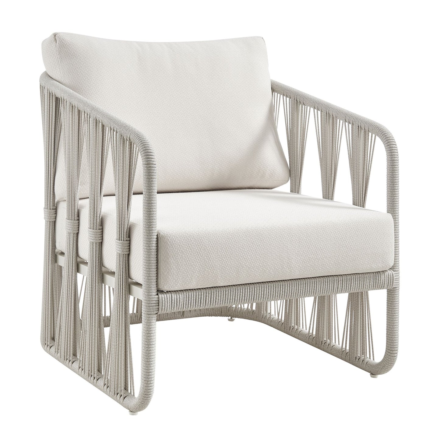 Breeze - Cream Metal Outdoor Club Chair With Cushions - Pearl