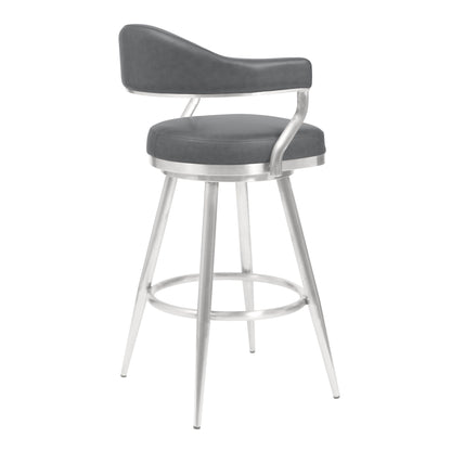 Justin - 26" Counter Height Swivel Vintage Bar Stool - Gray / Brushed