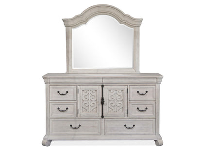 Bronwyn - Drawer Dresser With Shaped Mirror - Alabaster