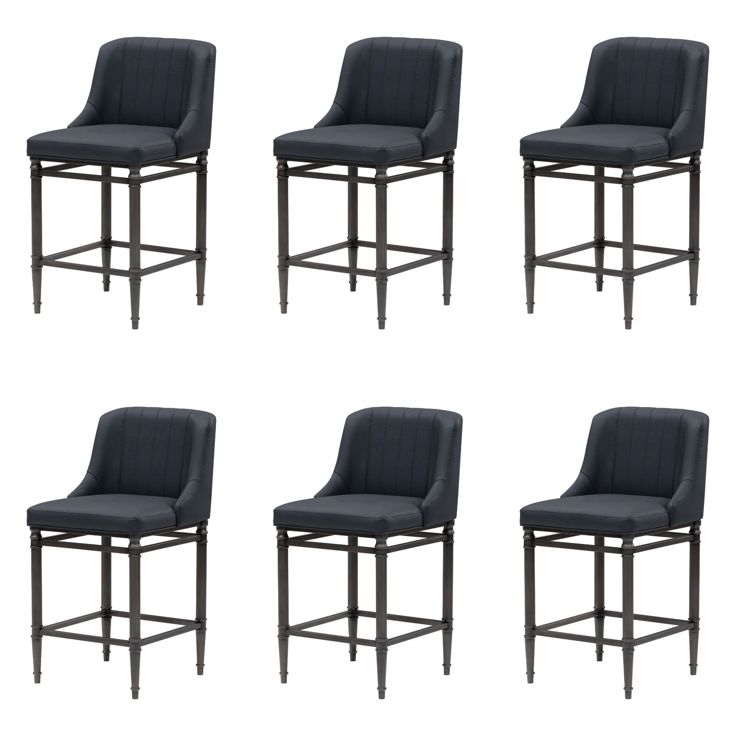 Marvin - Steel Frame Faux Leather Upholstered Counter Height Barstool