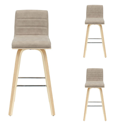 Vienna - 39.5" Swivel Bar Height Square Back Wood Bar Stool With Faux Leather Seat