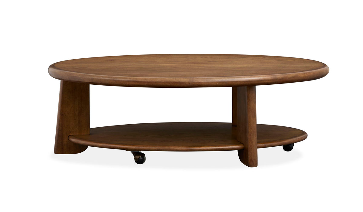 Tanner - Oval Cocktail Table With Casters - Tawny Brown