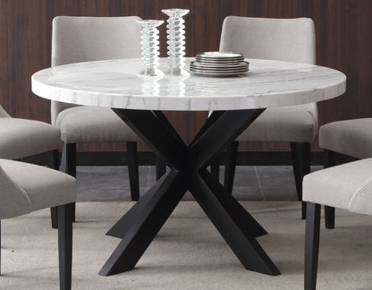Xena - Marble Top Round Table - White / Black