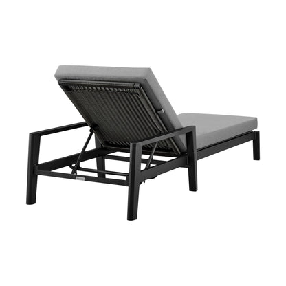 Cayman - Outdoor Patio Adjustable Chaise Lounge Chair In Aluminum With Gray Cushions