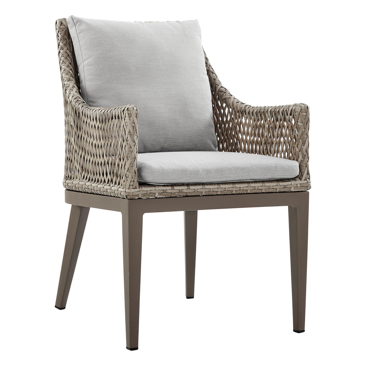 Silvana - Outdoor Wicker And Aluminum Dining Chair With Cushions (Set of 2) - Gray / Beige