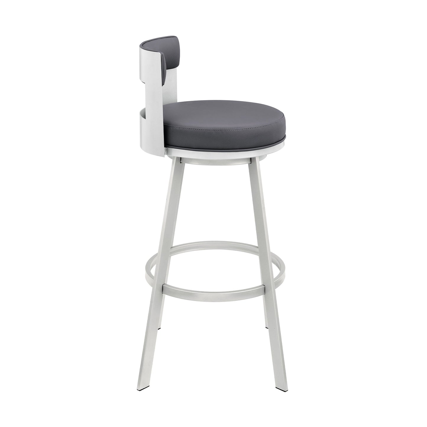 Lynof - Swivel Bar Stool - Brushed Stainless Steel Finish