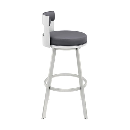 Lynof - Swivel Bar Stool - Brushed Stainless Steel Finish