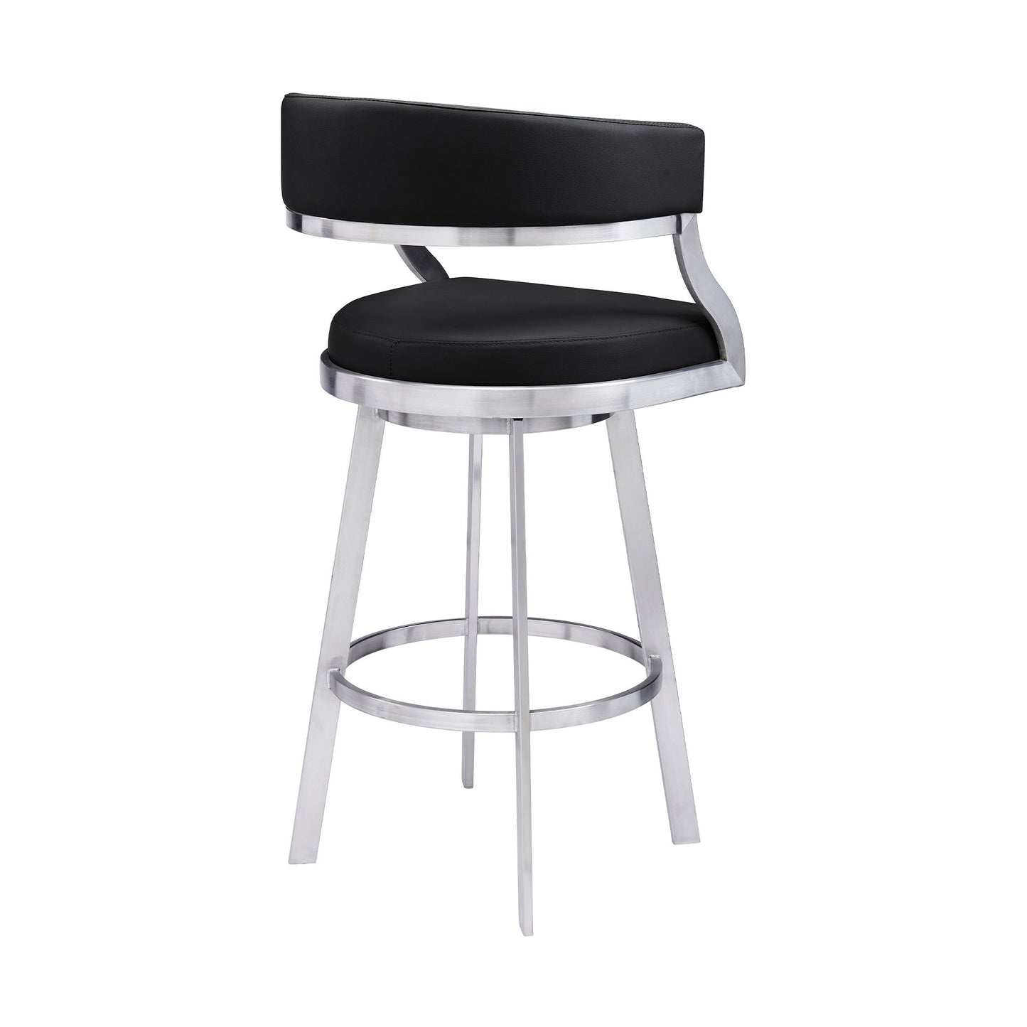 Dione - Swivel Faux Leather And Brushed Stainless Steel Bar Stool