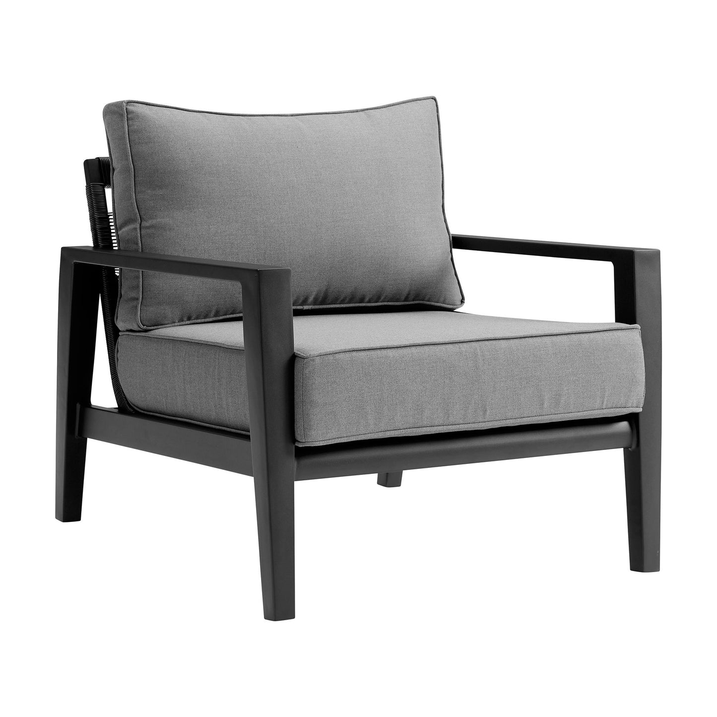 Grand - 4 Piece Aluminum Outdoor Seating Set With Cushions - Black / Dark Gray