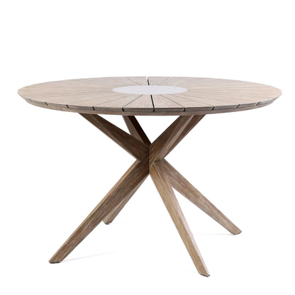 Oasis Santo - 5 Piece Outdoor Patio Round Dining Set - Eucalyptus / Charcoal