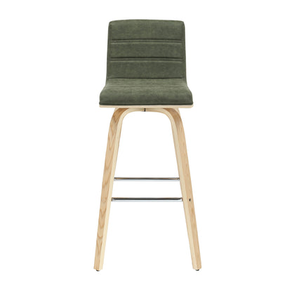 Vienna - 39.5" Swivel Bar Height Square Back Wood Bar Stool With Faux Leather Seat