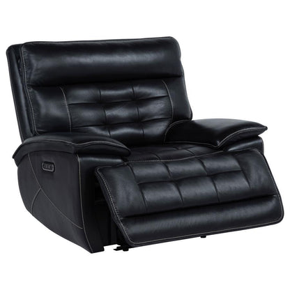 Hewitt - Leather Upholstered Dual Power Recliner Chair - Black
