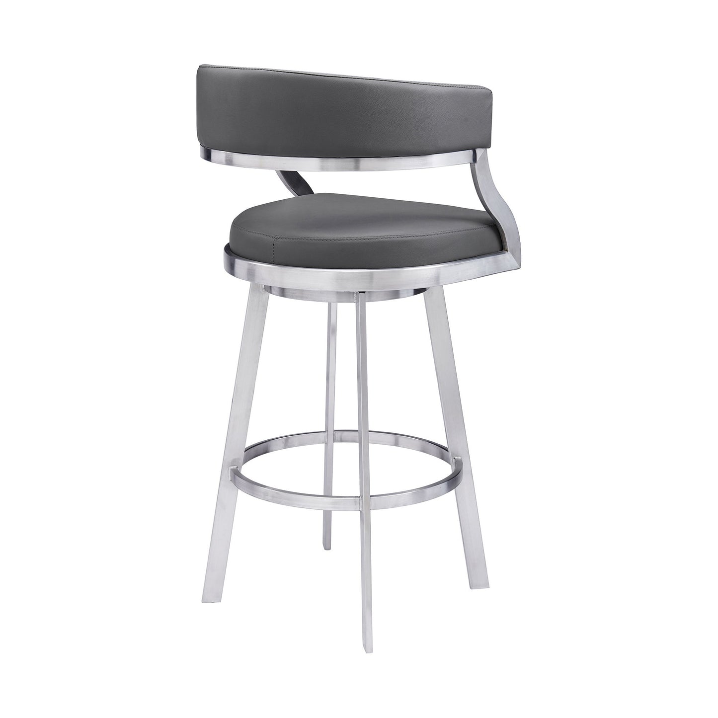 Dione - Swivel Faux Leather And Brushed Stainless Steel Bar Stool