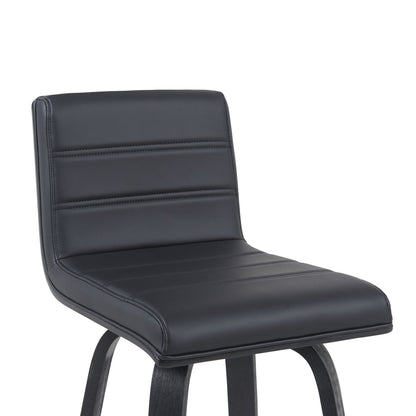 Vienna - Modern Swivel Bar Height Stool - Black Brushed Wood Frame