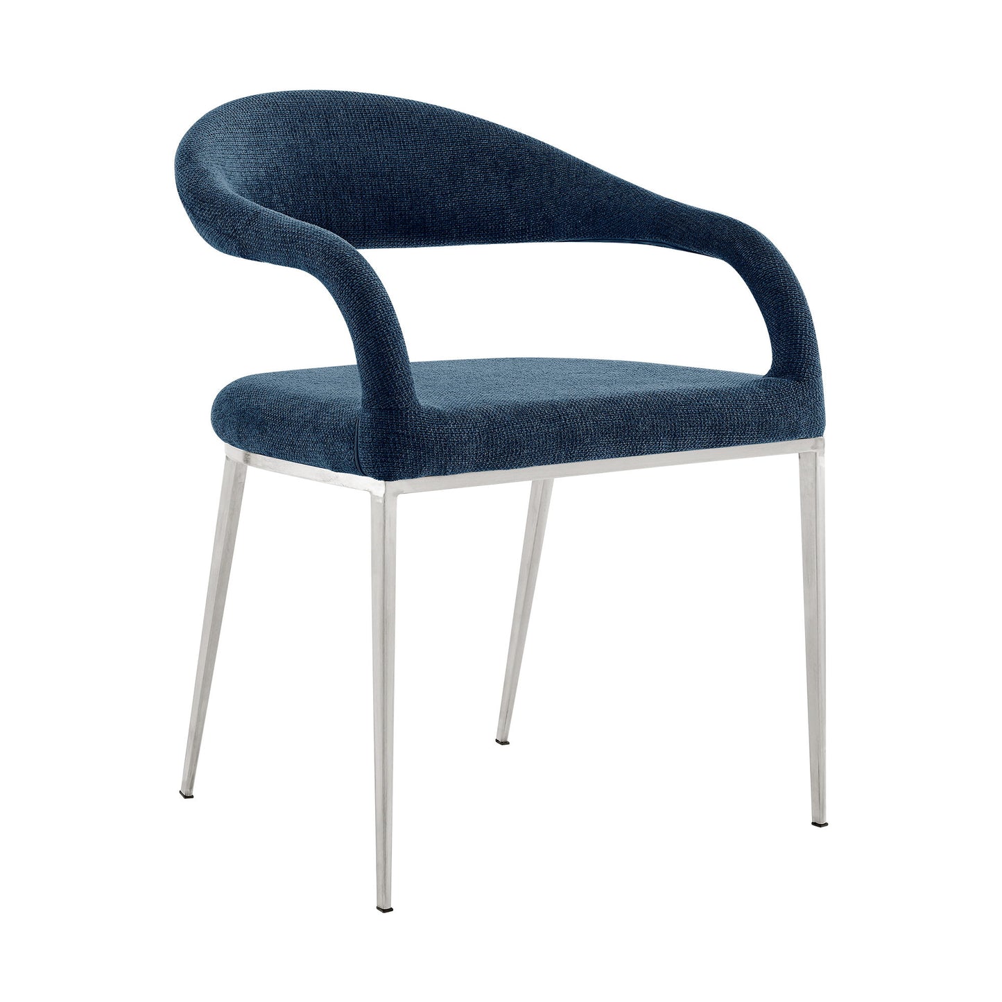 Morgan - Upholstered Dining Chair (Set of 2) - Brushed Silver / Blue