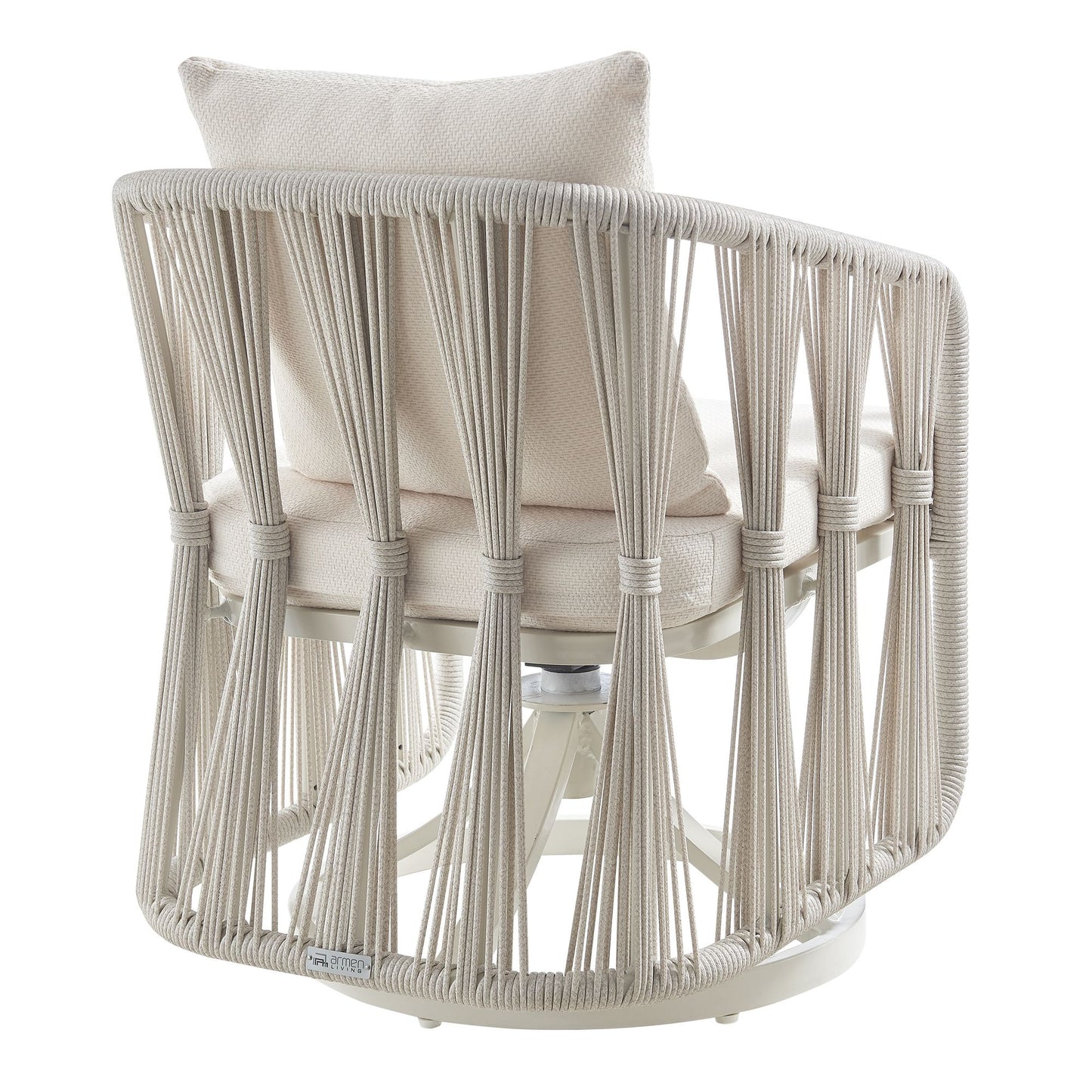 Breeze - Cream Metal Outdoor Swivel Dining Chair With Cushions - Pearl