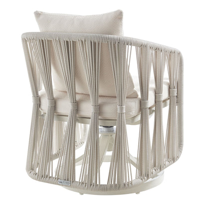 Breeze - Cream Metal Outdoor Swivel Dining Chair With Cushions - Pearl
