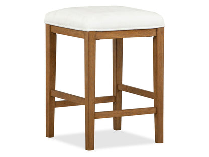 Lindon - White Upholstered Stool - Belgian Wheat