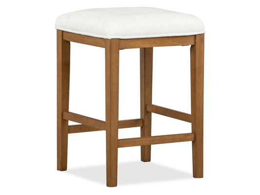 Lindon - White Upholstered Stool - Belgian Wheat