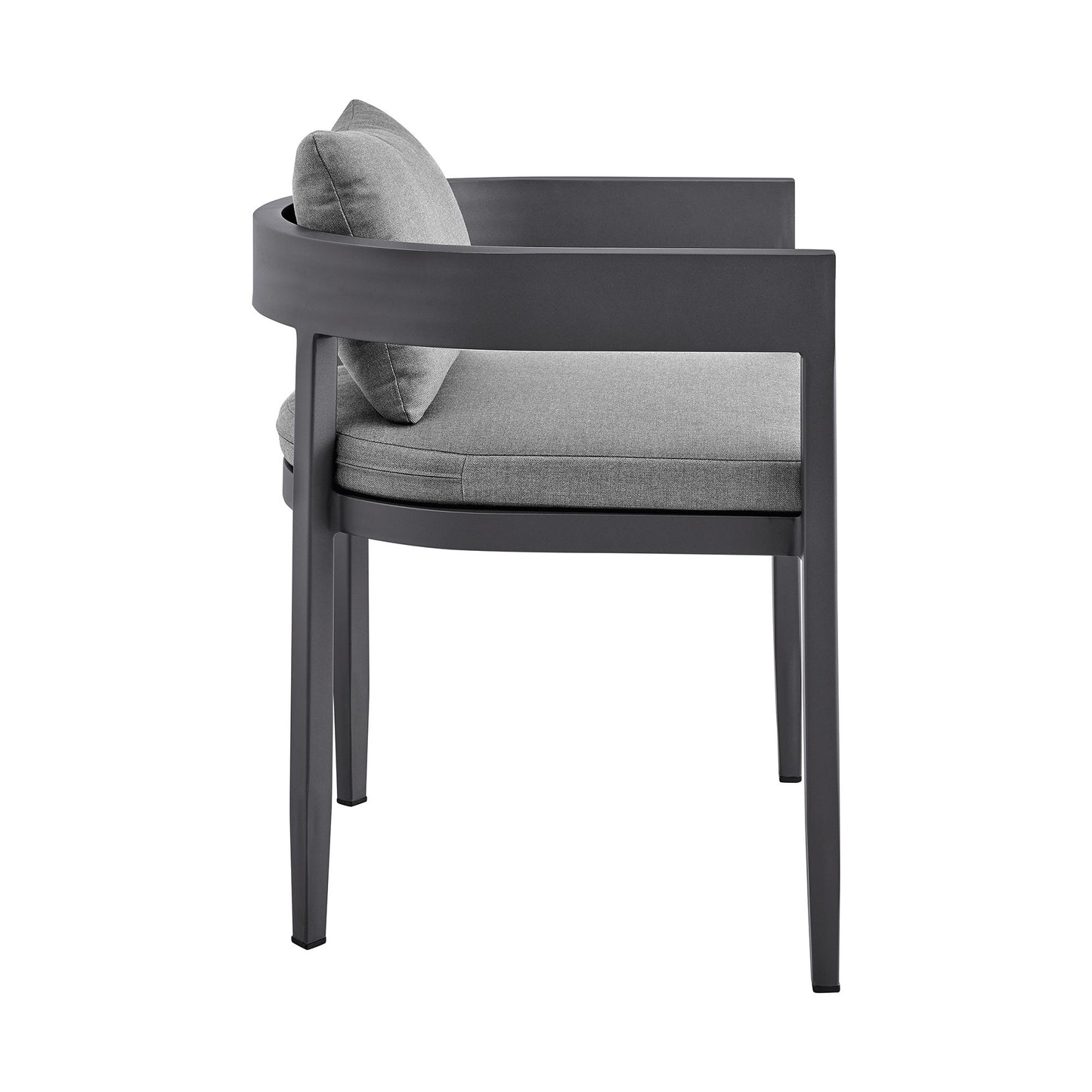 Menorca - Outdoor Patio 5-Piece Dining Table Set In Aluminum With Gray Cushions