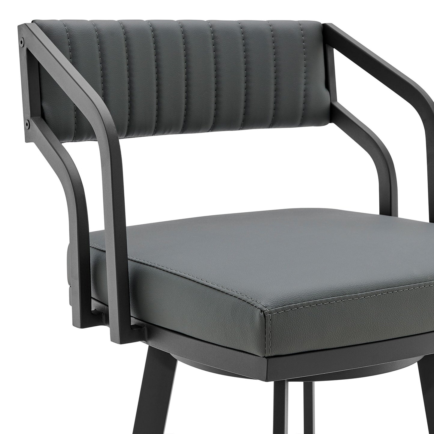 Scranton - 26" Swivel Modern Metal And Faux Leather Barstool - Slate Gray / Black