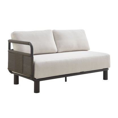 Brampton - Metal Outdoor Sectional With Cushions - Gray / Off White