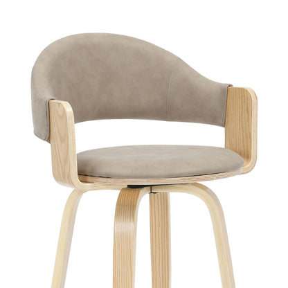 Daxton - Swivel Counter Height Round Back Wood Bar Stool With Faux Leather Seat