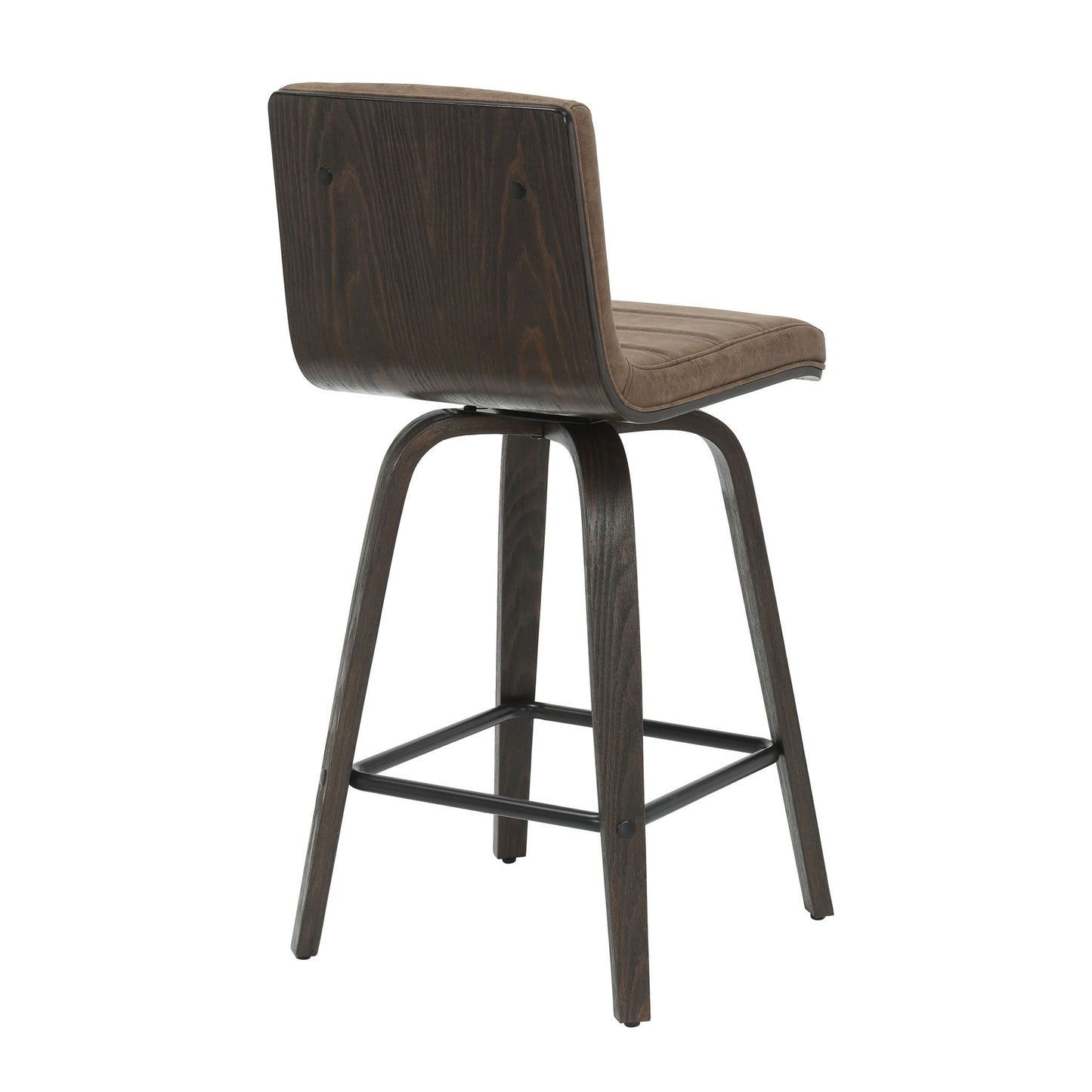 Vienna - 35.5" Swivel Counter Height Square Back Wood Bar Stool With Faux Leather Seat
