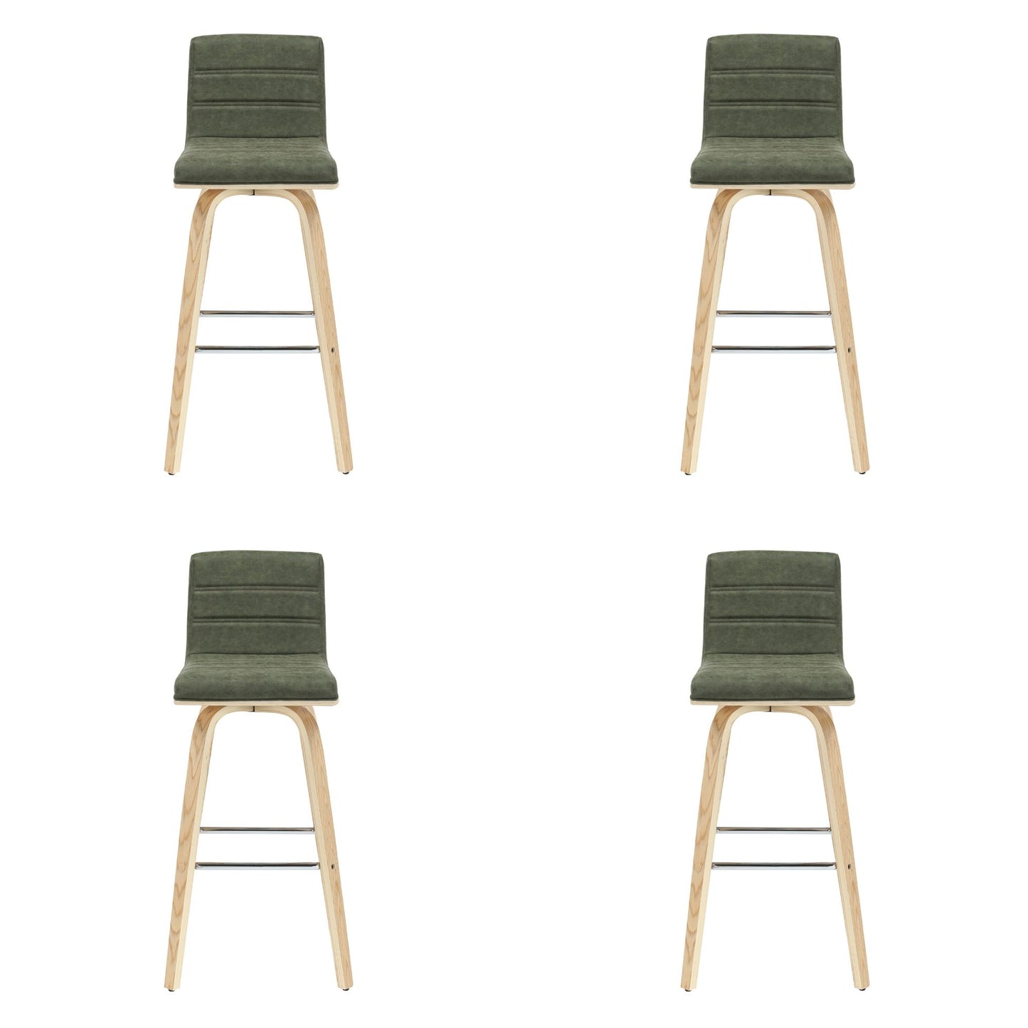 Vienna - 39.5" Swivel Bar Height Square Back Wood Bar Stool With Faux Leather Seat