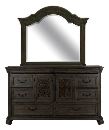 Bellamy - Drawer Dresser With Shaped Mirror - Peppercorn