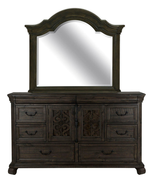 Bellamy - Drawer Dresser With Shaped Mirror - Peppercorn