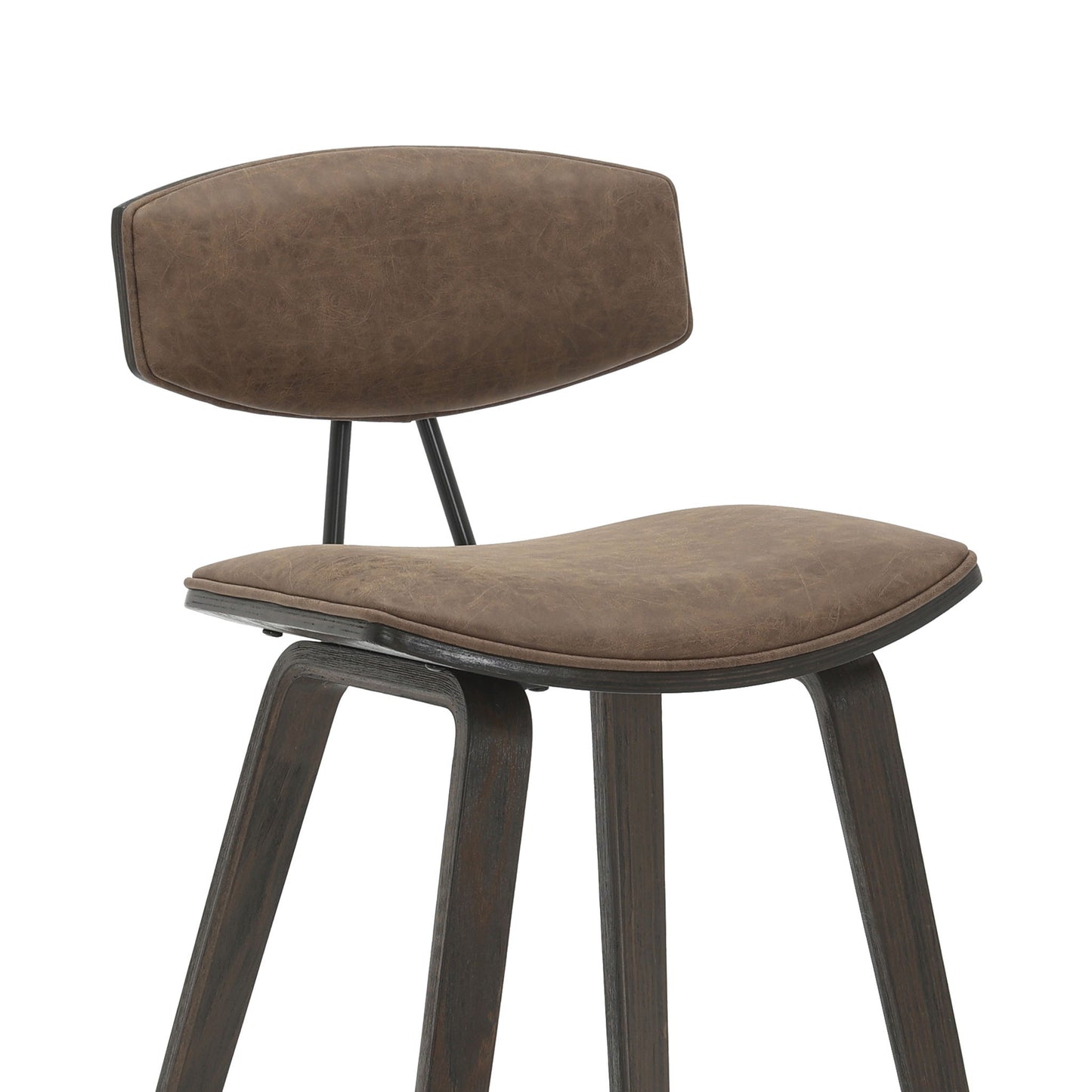 Fox - Counter Height Curved Back Wood Bar Stool With Faux Leather Seat