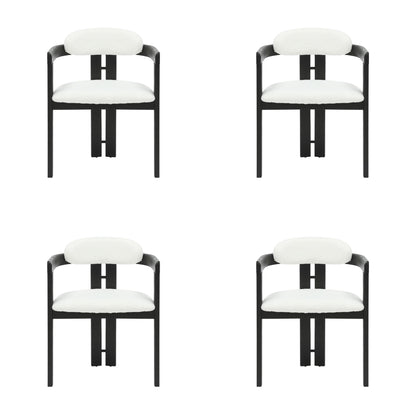 Jazmin - Curved Back Wood Dining Chair With Boucle Fabric Seat Set