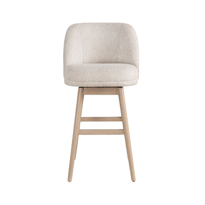 Sadie - Solid Wood Upholstered 30" Bar Height Swivel Barstool