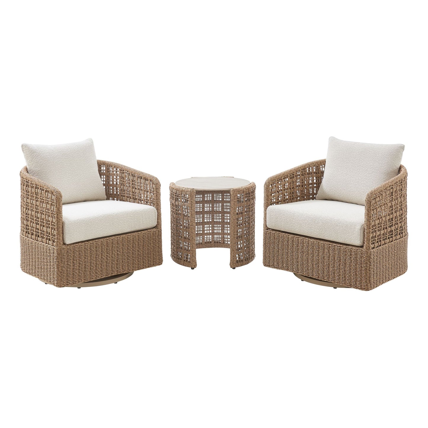 Driftbay - Powder Coated Metal Outdoor Conversation Set With Cushions