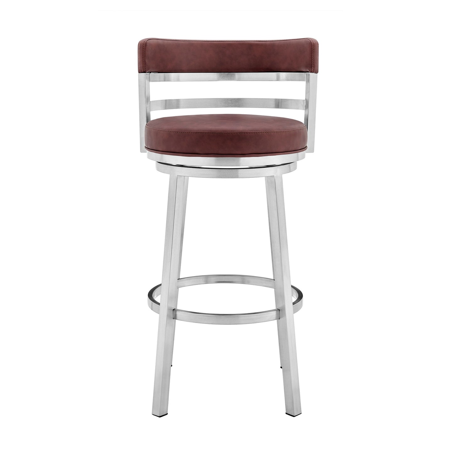 Titana - Swivel Faux Leather And Brushed Stainless Steel Bar Stool