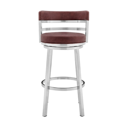 Titana - Swivel Faux Leather And Brushed Stainless Steel Bar Stool