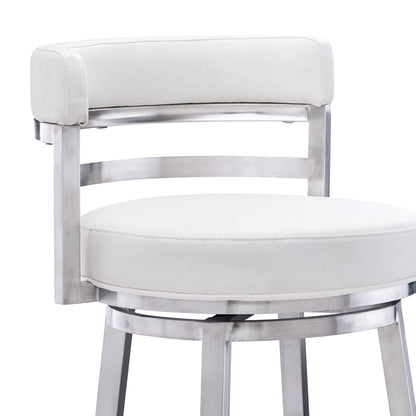 Titana - Swivel Faux Leather And Brushed Stainless Steel Bar Stool