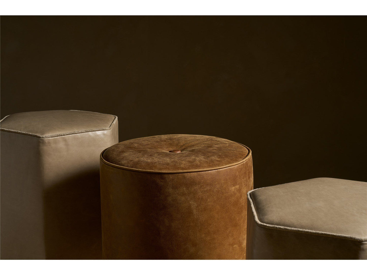 Gemma - Round Ottoman, Special Order - Dark Brown