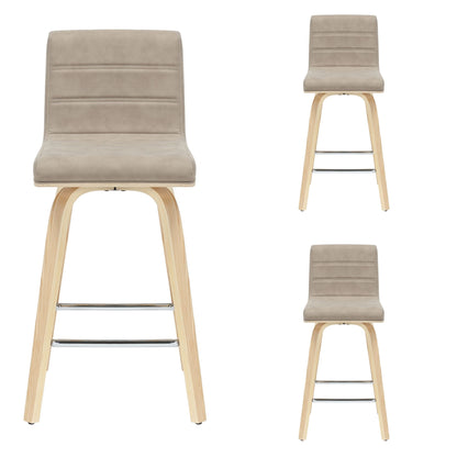 Vienna - 35.5" Swivel Counter Height Square Back Wood Bar Stool With Faux Leather Seat