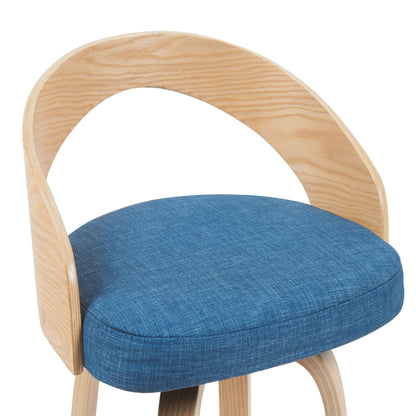 Sonia - Modern Swivel Bar Height Stool - Patterned Oak Wood Finish