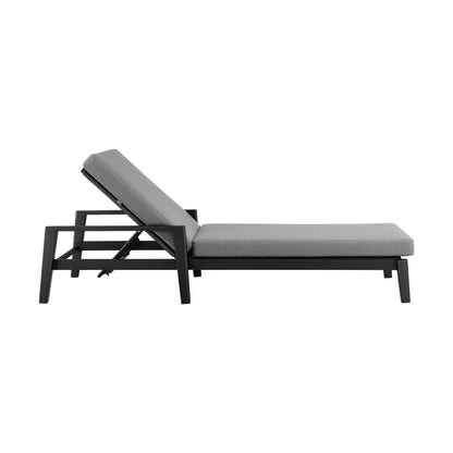 Cayman - Outdoor Patio Adjustable Chaise Lounge Chair In Aluminum With Gray Cushions