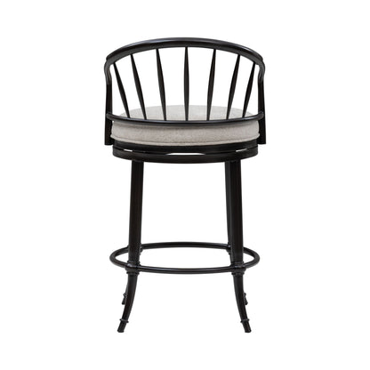 Luther - Commercial Grade Steel Frame Fabric Upholstered Swivel Counter Height Barstool