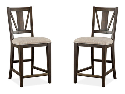 Westley Falls - Extendable Counter Height Dining Table With 4 Counter Chairs - Graphite / Beige