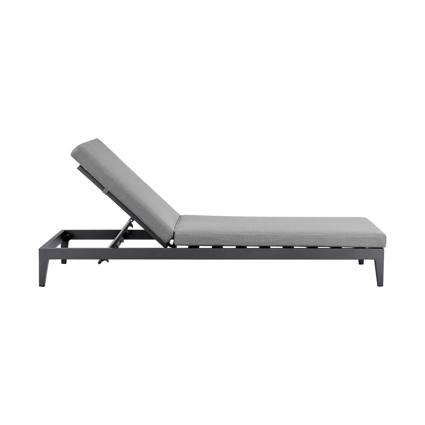 Menorca - Outdoor Patio Adjustable Chaise Lounge Chair In Aluminum With Gray Cushions