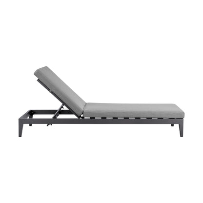Menorca - Outdoor Patio Adjustable Chaise Lounge Chair In Aluminum With Gray Cushions