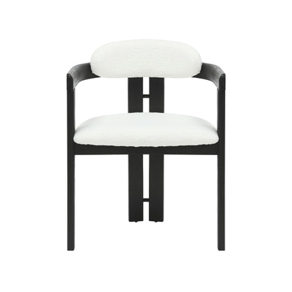 Jazmin - Curved Back Wood Dining Chair With Boucle Fabric Seat Set