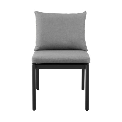 Cayman - Outdoor Patio Dining Chairs In Aluminum With Gray Cushions - (Set of 2)