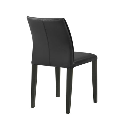 Velena - Full Back Top Grain Leather Upholstered Wood Dining Chairs (Set of 2) - Black