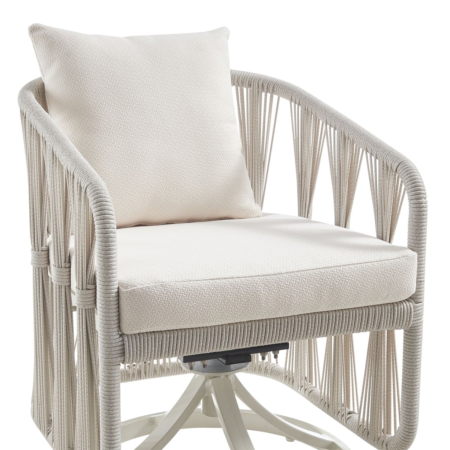 Breeze - Cream Metal Outdoor Swivel Dining Chair With Cushions - Pearl